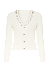 Strikcardigan med perler og bling - Str. 34-42